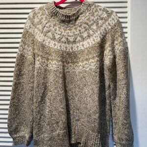 LOFT Marled Fair Isle Mock Neck Sweater, NWOT